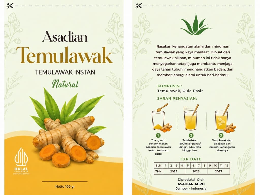 Packaging Lengkap Asadian Temulawak Instan